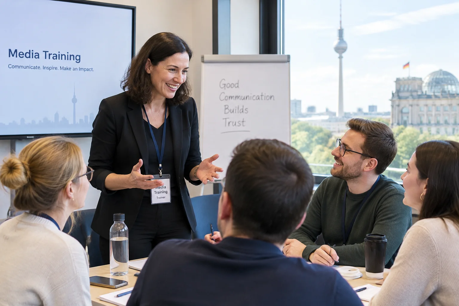 Interaktion zwischen Vortragendem und aufmerksamem Publikum
